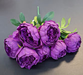 Buchet bujori artificiali mov regal – 7 flori, aspect natural 40cm